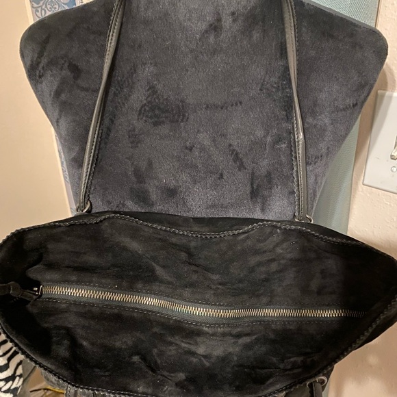 BOTTEGA VENETA Vintage Black Suede And W/ Leather Straps In Excellent Condition - Picture 9 of 11